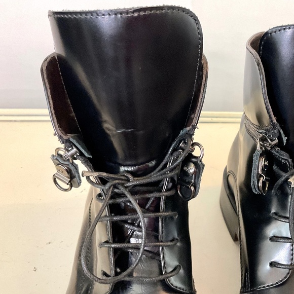 AGL Attilio Giusti Leombruni Black Leather Lace Up Combat Boots Size 9.5 - Picture 5 of 16